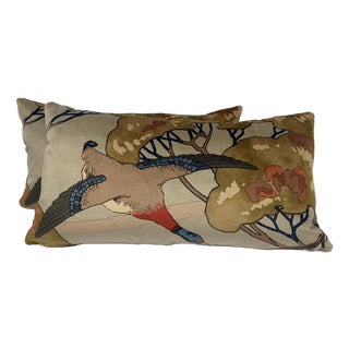 Mulberry "Flying Ducks Velvet" in Sky 12"x22" Pillows-A Pair For Sale