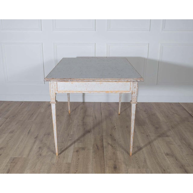 19th Century Pair of Gustavian Style Painted Tables, Repainted in Light Gray For Sale - Image 12 of 14