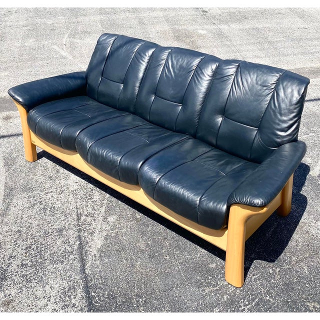 Vintage Ekornes Leather 3 Seat Sofa Chairish