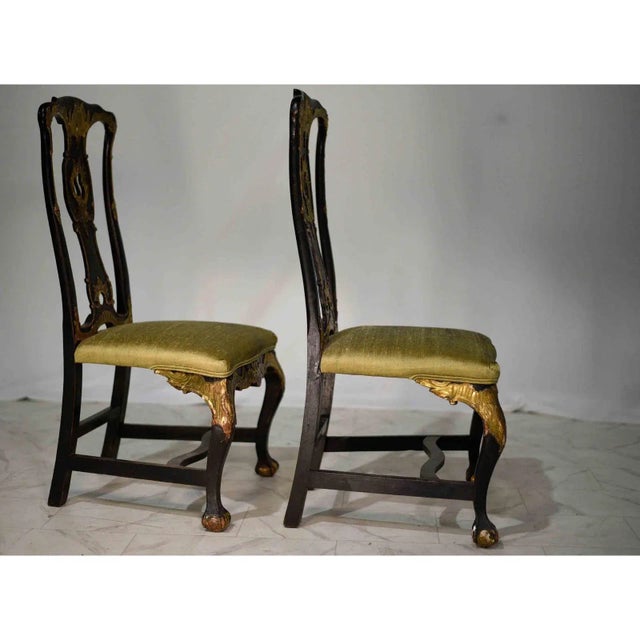 Late 19th Century 19th Century Antique Giltwood French Chairs Clawfoot Silk Upholstery - A Pair For Sale - Image 5 of 12