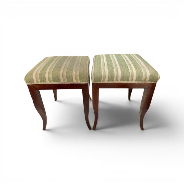 19th Century Early 19th Century French Pair of Walnut Directoire Stools For Sale - Image 5 of 5