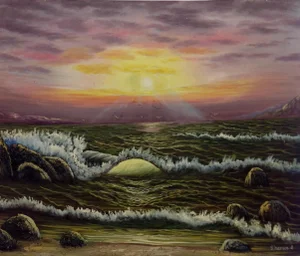 Sunrise Over Eastern Shore Pastel Drawing