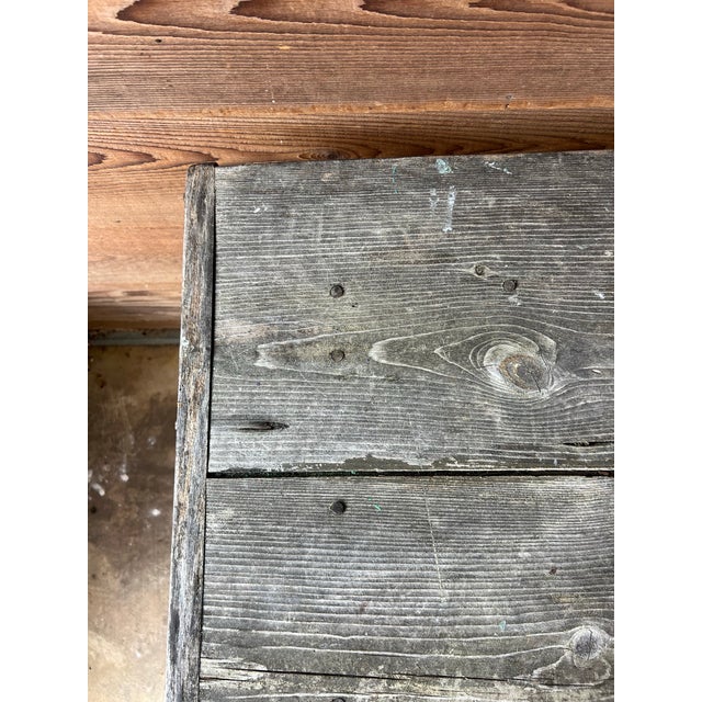 1960s Rustic Square Farm Table or Island, Vintage, Wooden For Sale - Image 11 of 12