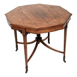 Antique Edwardian Inlaid Octagonal Centre Table, 1890 For Sale
