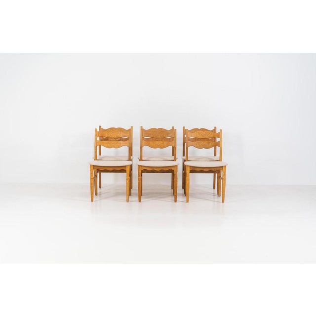 Brutalist Chairs in Oak by Henning Kjaernulf, Set of 6 For Sale - Image 14 of 15