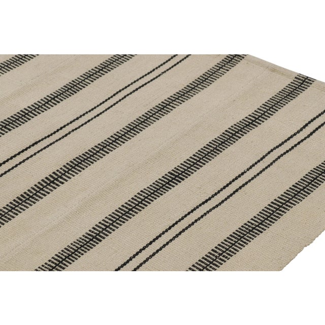 Textile Vintage Kurd Bidjar Persian Kilim With Taupe, Black & Cream Stripes - Rug & Kilim For Sale - Image 7 of 9
