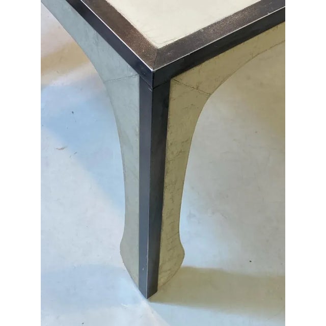Bronze 1960s Modernist Parchment & Nickeled Bronze Coffee Table in the Manner of Samuel Marx For Sale - Image 8 of 10