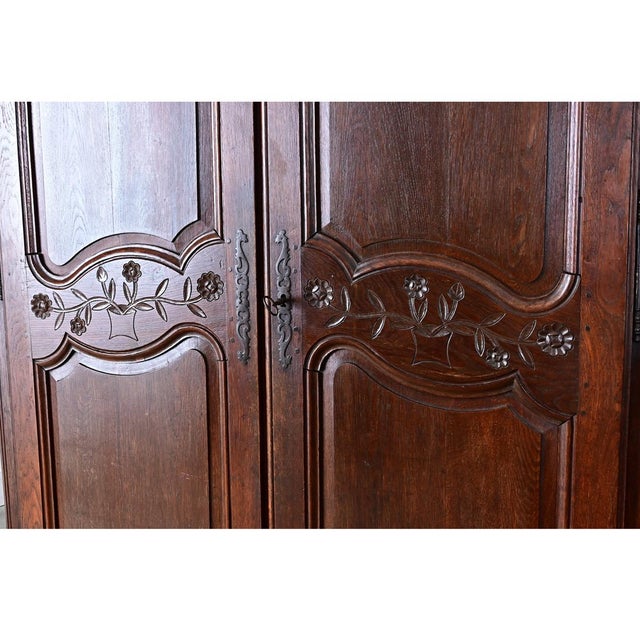French 19th Century Louis XV Style Carved Oak Armoire For Sale - Image 13 of 15