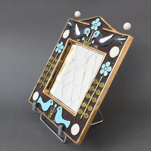 Black Vintage Ceramic Wall Mirror by Mithé Espelt, 1970s For Sale - Image 8 of 18