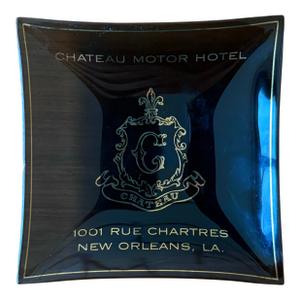 Vintage Chateau Motor Hotel New Orleans Smokey Glass Dish