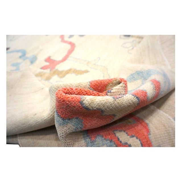 21st Century Turkish Oushak Wool 12x16 Ivory, Orange & Slate Blue Handmade Area Rug #1144180 For Sale - Image 14 of 14