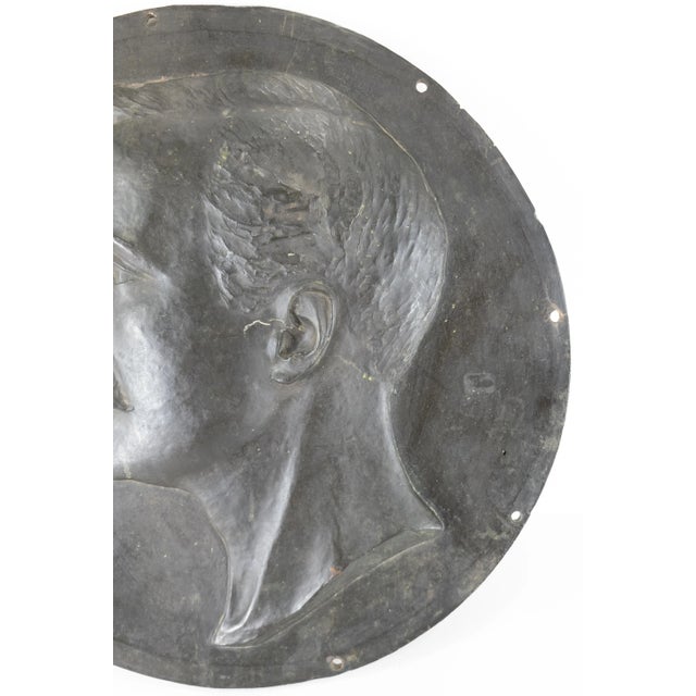 Dated 1900 Cast Bronze Profile Portrait of a Man, Signed For Sale - Image 4 of 10