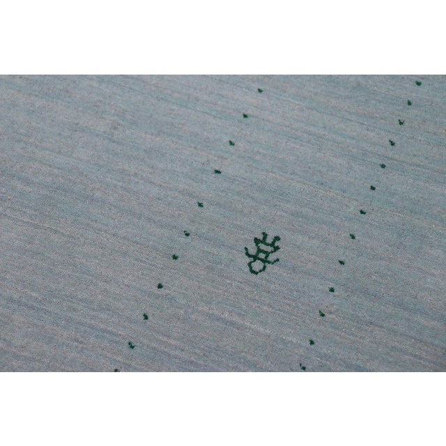 Boho Chic Gabbeh Light Blue Wool Rug - 9'1''x12'1'' For Sale - Image 4 of 10