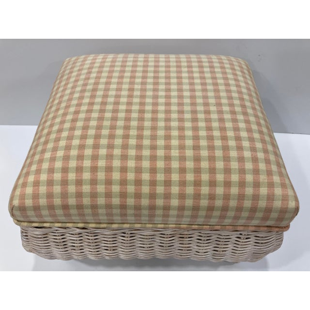 Wood Vintage Pair of Petite Wicker Ottomans For Sale - Image 7 of 9