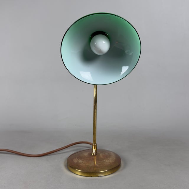 1970s Green and White Brass and Murano Glass Table Lamp from Valenti Luce, 1970s For Sale - Image 5 of 14