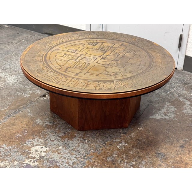 Circa 1970's G. Urso Brutalist Etched Metal Coffee Table, Signed For Sale - Image 4 of 13