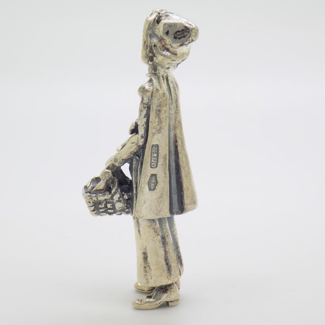 Silver Vintage Italian Silver Little Red Riding Hood Figurine from Arezzo, 1970s For Sale - Image 8 of 16