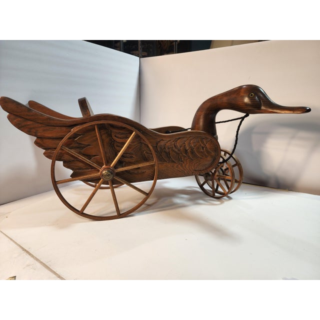 American Hand Carved Wood Goose Wagon by Pruitt"s Place For Sale - Image 3 of 11
