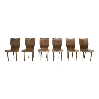 Vintage Curved Wood Chairs by Ilmari Tapiovaara, 1950s, Set of 6 For Sale