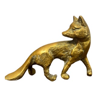 Vintage English Brass Fox For Sale