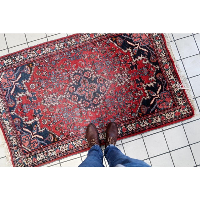 Handmade Vintage Persian Bidjar Rug 3.6' X 5.7' (112cm X 176cm), 1960s For Sale In New York - Image 6 of 11