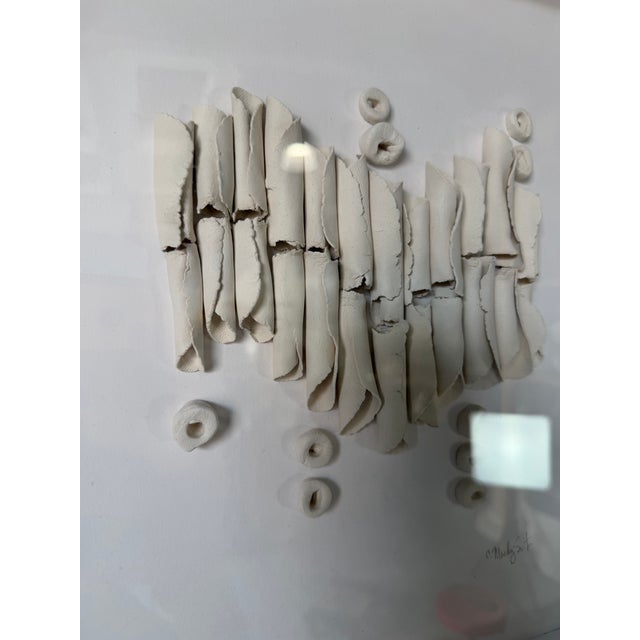 1990s Vintage Signed C. Marhg Sirt Organic Ceramic Wall Sculpture in Shadow Box Frame For Sale - Image 10 of 12