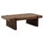 Rich walnut-brown finished solid mango wood coffee table. Modern architectural design featuring a thick slab top set into...