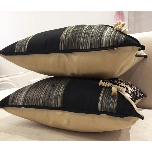 2010s DWM | MALOOS Contemporary Dia Noire Flocked Pillows - a Pair For Sale - Image 5 of 13