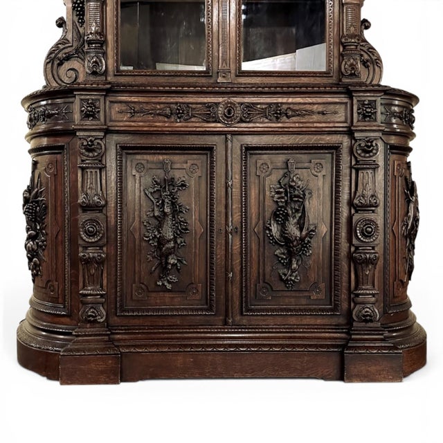 Grand 19th Century French Renaissance Revival Bookcase Signed by Sculptor Benjamin Deguil For Sale - Image 9 of 18