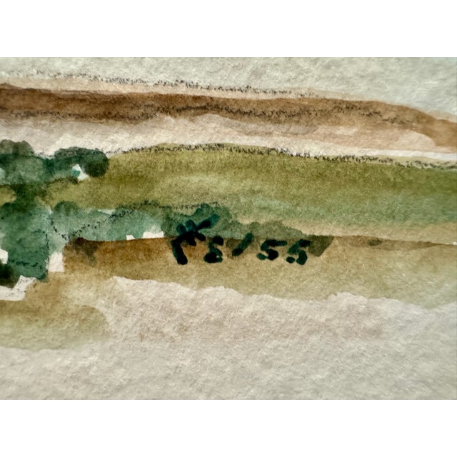 Henry Emil Salloch Original Watercolor on Paper Desert Plain With Shiprock Mesa, 1955. For Sale - Image 4 of 6