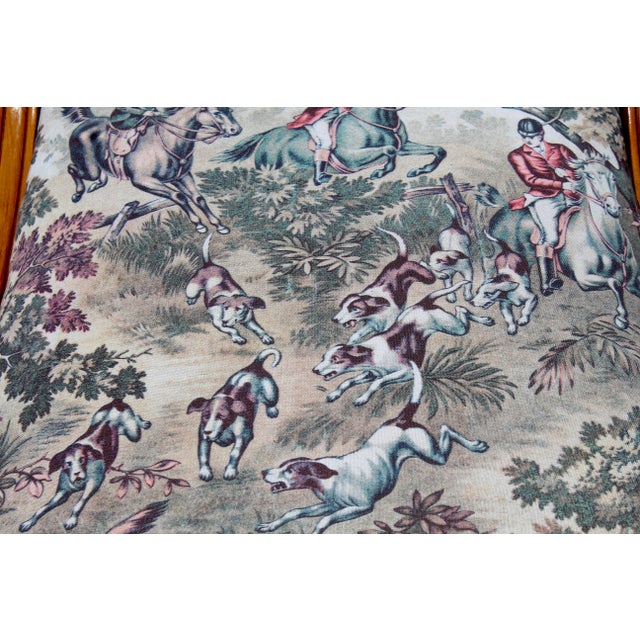 Set of 4 Vintage Federal Style Walnut Dining Chairs With Equestrian Hunt Scene Upholstery For Sale - Image 18 of 18