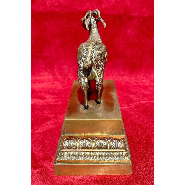 Gilt Bronze Inkwell with Ibex, 19th Century For Sale - Image 9 of 11