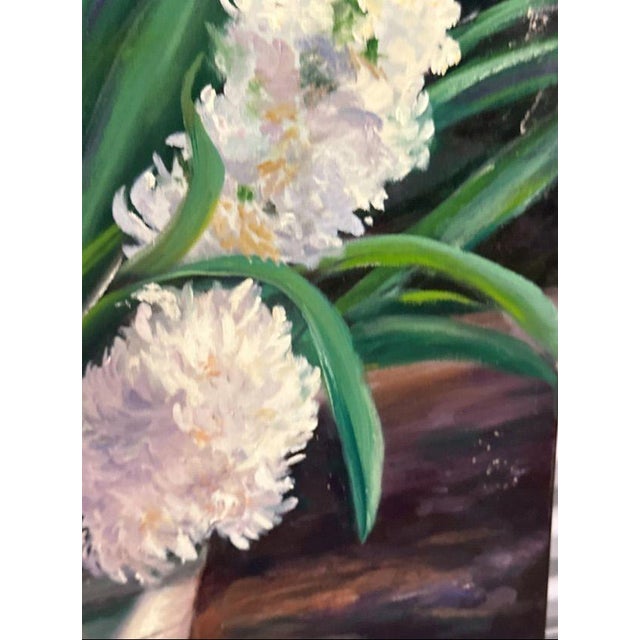 Textile Original Signed Mary Helen Seago "Hyacinths" Oil on Canvas Painting For Sale - Image 7 of 10