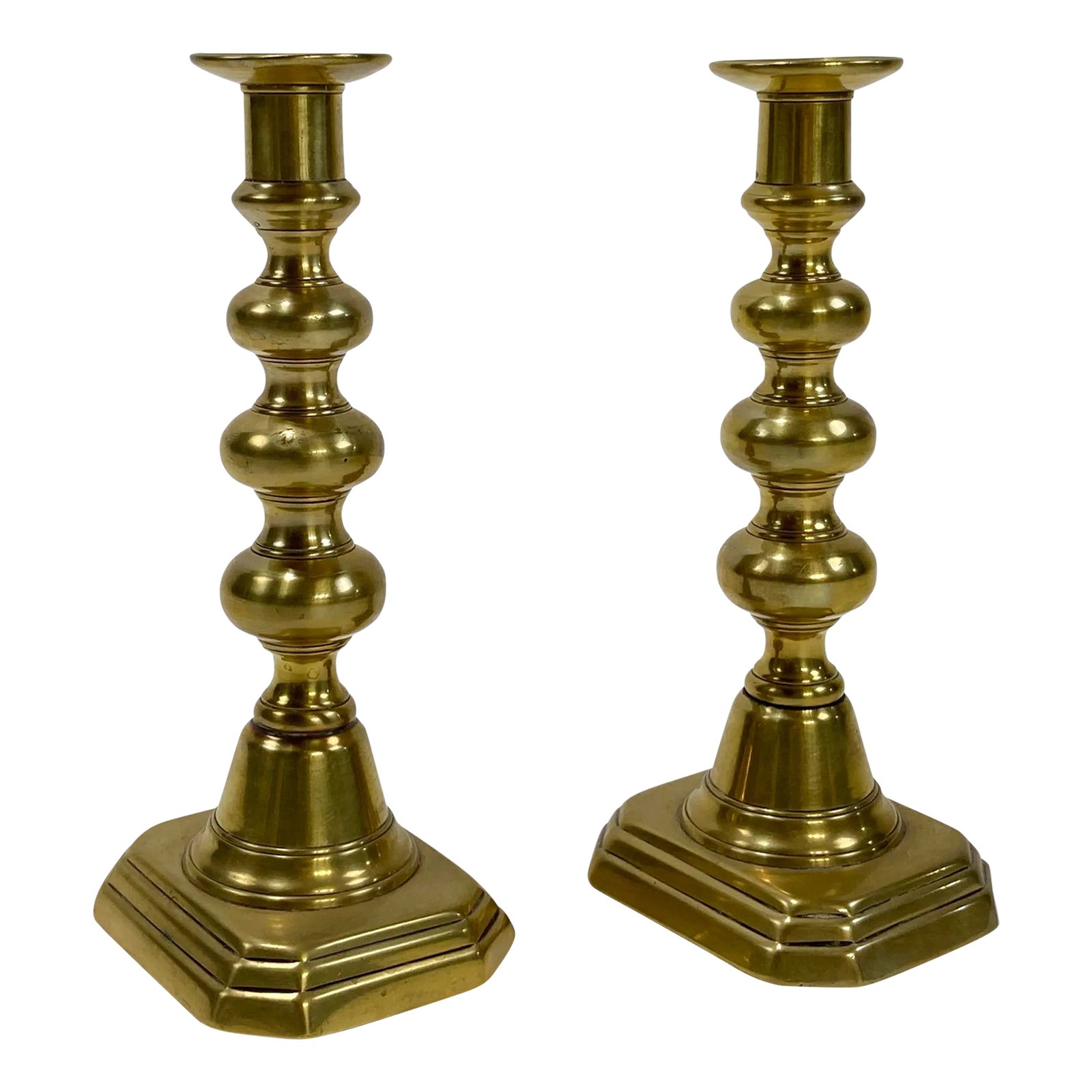 Antique Brass PushUp Candlesticks, a Pair Chairish