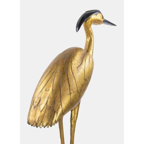 1980s Life Size Heron, 1980s, Gilded & Lacquered Fiberglass For Sale - Image 5 of 10