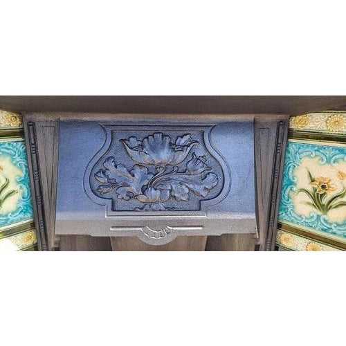 Antique Victorian Cast Iron Tiled Combination Fireplace Surround, 1899 For Sale - Image 13 of 18