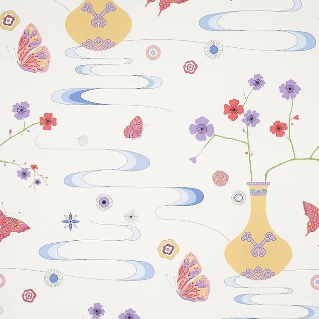 Schumacher Sample - Schumacher X Cristina Buckley Fantasia Wallpaper in Formosa Ivory For Sale - Image 4 of 4