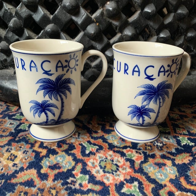 Pair of Vintage Delft Curacao Mugs For Sale In New York - Image 6 of 12