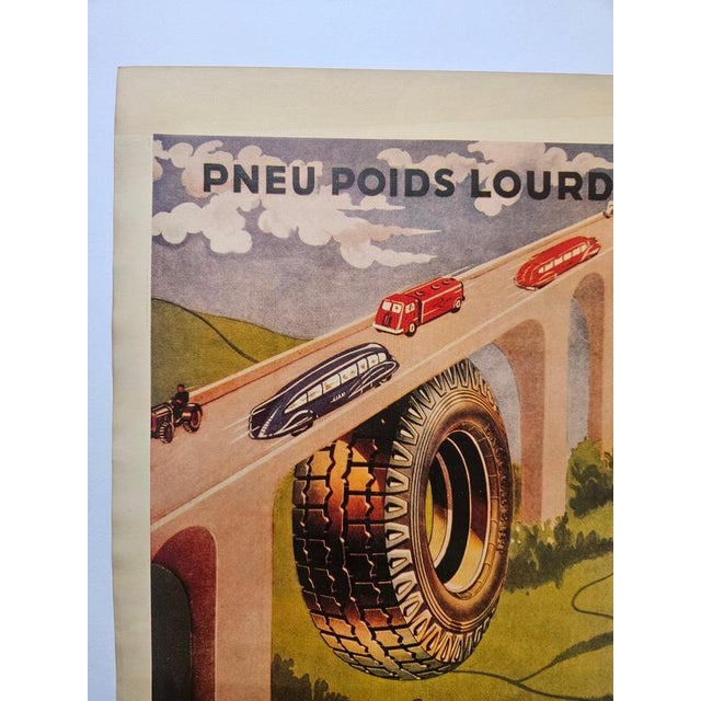Art Deco Englebert Pneu Advertising Poster, 1930s For Sale - Image 6 of 8