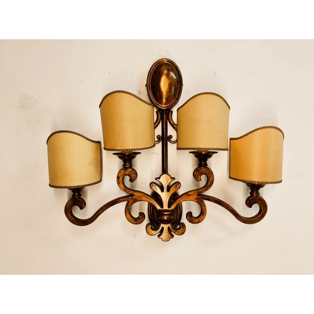 Brown Brass Applique with Scrolls For Sale - Image 8 of 9