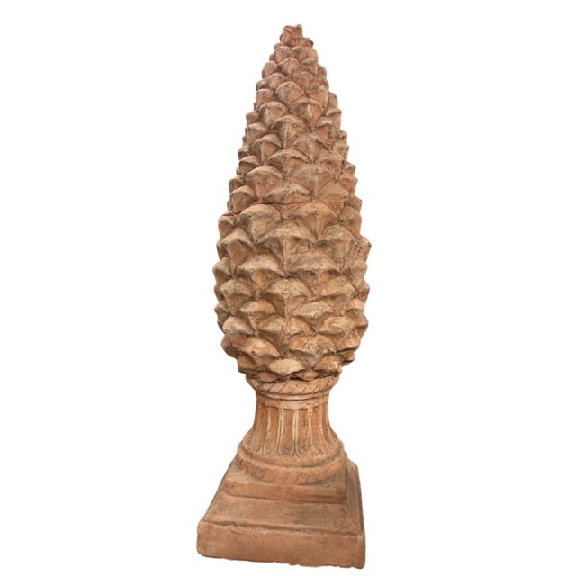 1980s Vintage Tuscan-Style Terracotta Pinecone Finial Statue For Sale - Image 5 of 12
