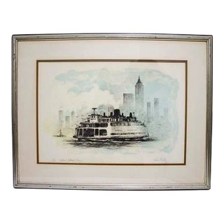 John Kelly Staten Island Ferry Lithograph Hand Signed Numbered 92/200 For Sale