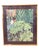 Large framed Gene Pelham “Siamese Cat in the Garden” art print featuring a striking blue-eyed Siamese cat nestled among...