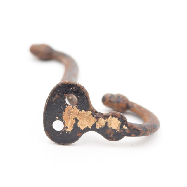Vintage Distressed Cast Iron Double Arm Acorn Wall Hook For Sale - Image 4 of 4