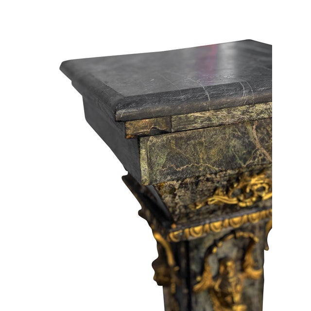 Antique Neoclassical Italian Black Marble and Gilt Pedestals - a Pair For Sale - Image 4 of 8
