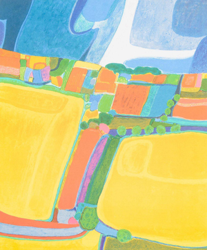 Buster Bruun, Colorful Abstract Landscape, 1994, Color Lithograph