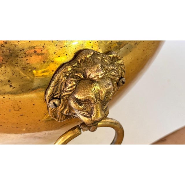 1950s French Brass Cache-Pots with Lion Head Ornaments and Ring Handles, 1950s, Set of 2 For Sale - Image 5 of 18