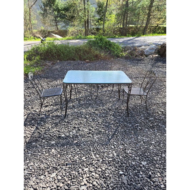 Wrought Iron Outdoor Patio Dining Table and 4 Chairs For Sale - Image 11 of 11