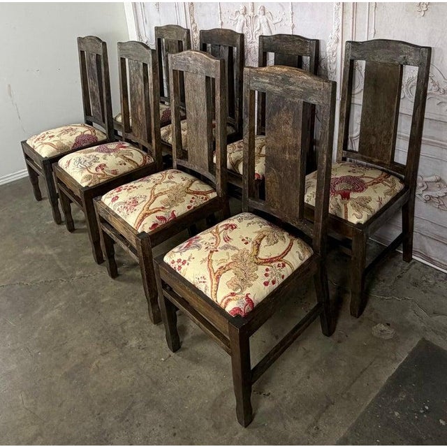 Rustic Set of 8 Rustic English Arts & Crafts Dining Chairs For Sale - Image 3 of 18