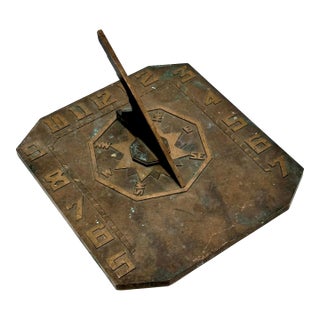 Unusual & Very Good Quality Art Deco Antique American Solid Cast Bronze Garden Sundial - Circa Early 20th Century For Sale